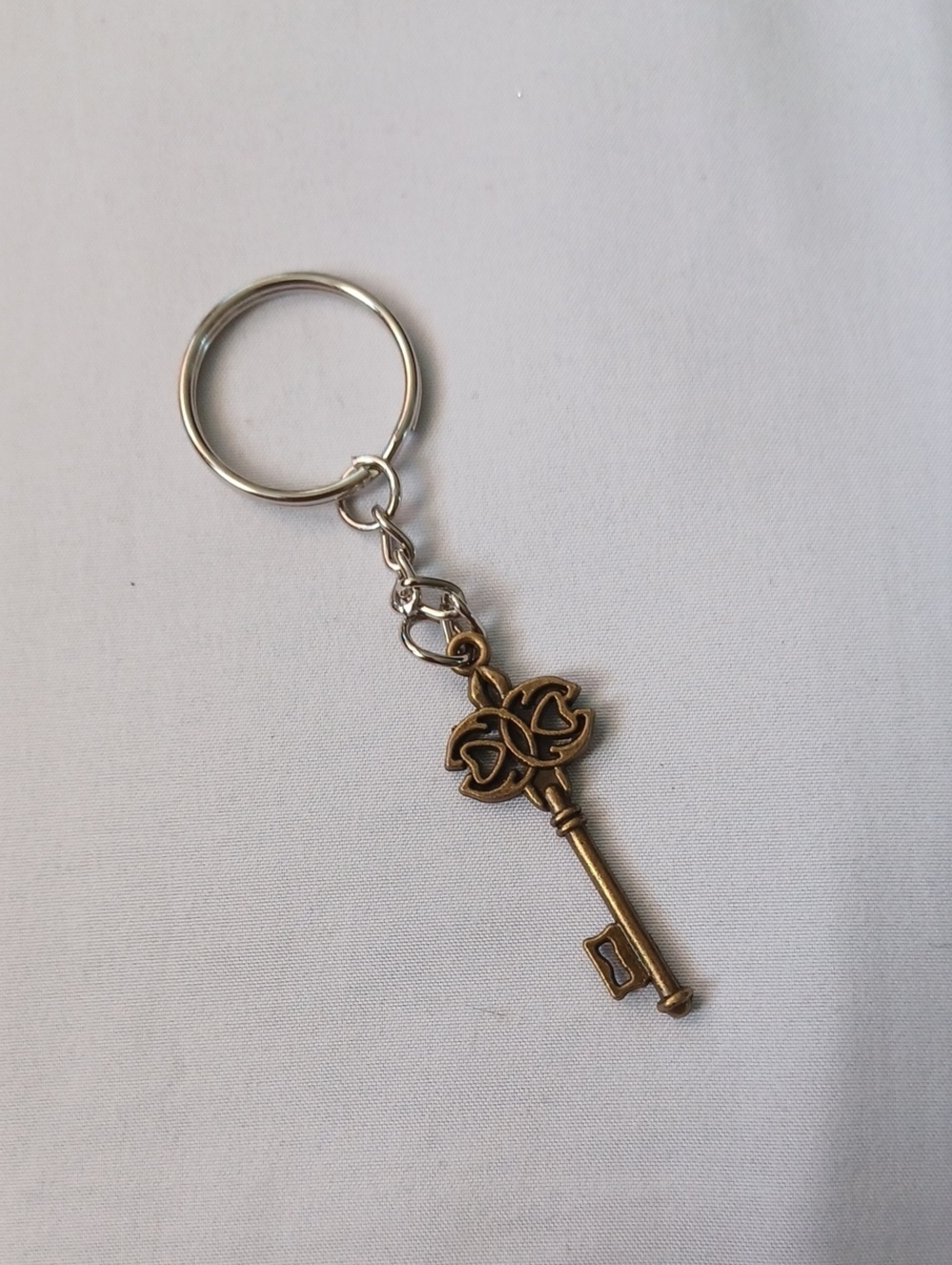 4/$60 New Antique Brass Key Charm Keychain